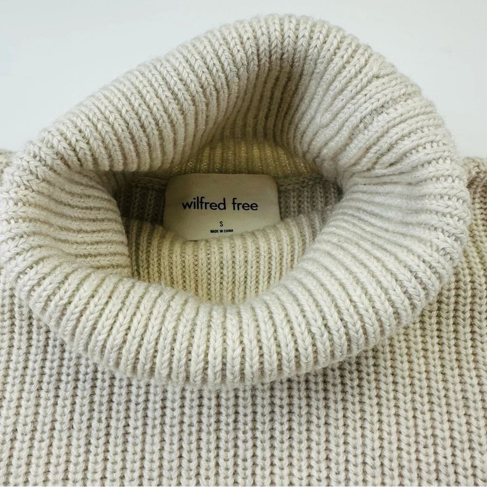 Aritzia Wilfred Laurel merino wool womens turtleneck size Small neutral ribknit - Picture 9 of 10